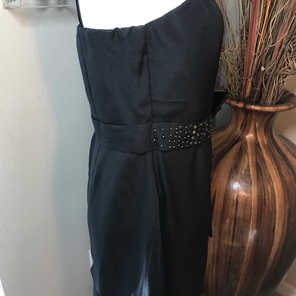 Large Black Dress Cocktail Short Unique Lulumari Beaded Sequin Bow Party NWOT - Picture 8 of 9